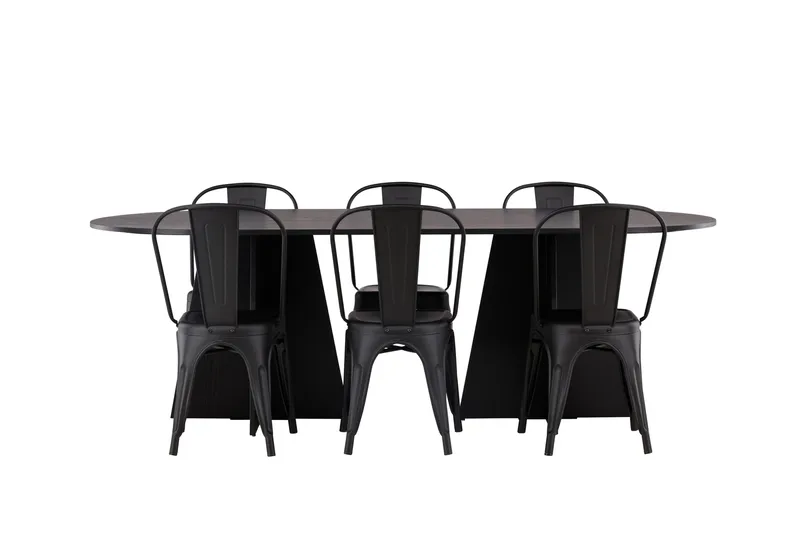 Bootcut Matbord 230x115 cm med 4 Tempe Stolar, Svart