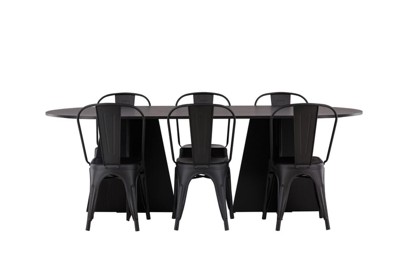 Bootcut Matbord 230x115 cm med 4 Tempe Stolar, Svart