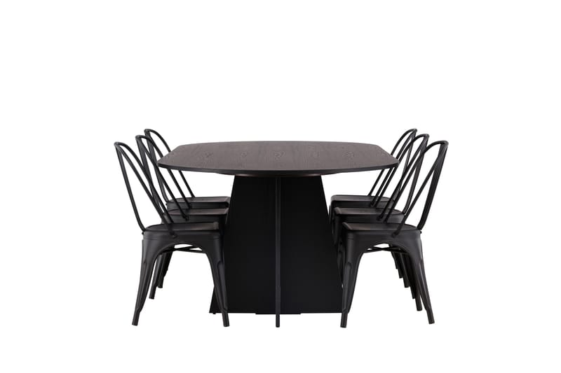 Bootcut Matbord 230x115 cm med 4 Tempe Stolar - Svart - Möbler - Matplats - Matbord & köksbord