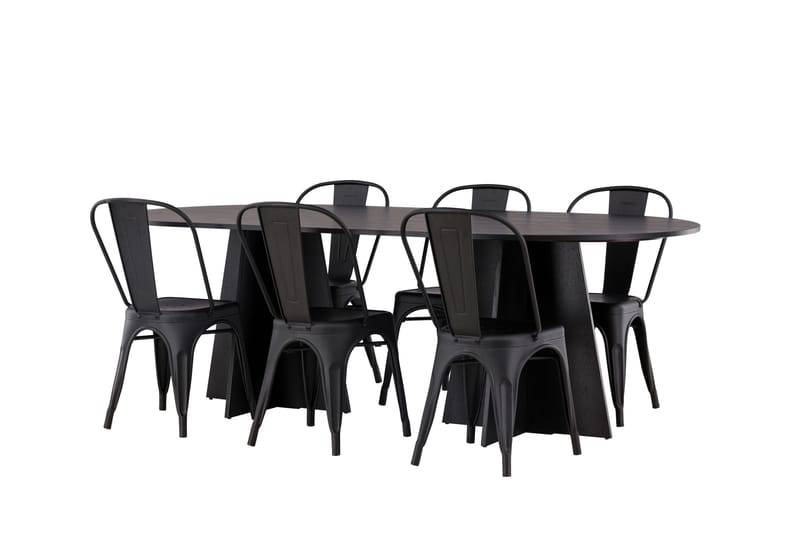 Bootcut Matbord 230x115 cm med 4 Tempe Stolar - Svart - Möbler - Matplats - Matbord & köksbord