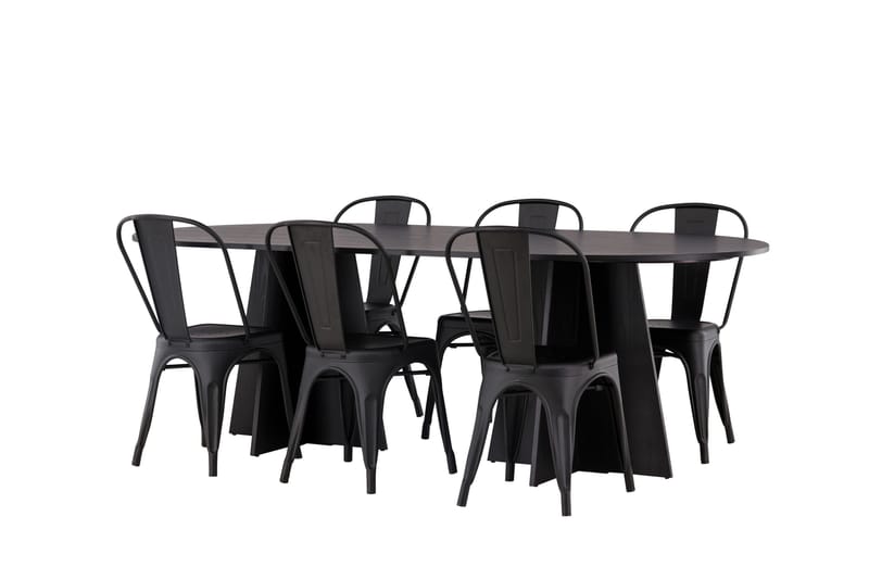 Bootcut Matbord 230x115 cm med 4 Tempe Stolar - Svart - Möbler - Matplats - Matbord & köksbord