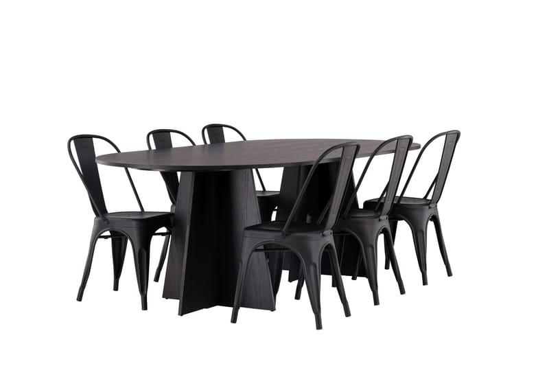 Bootcut Matbord 230x115 cm med 4 Tempe Stolar - Svart - Möbler - Matplats - Matbord & köksbord