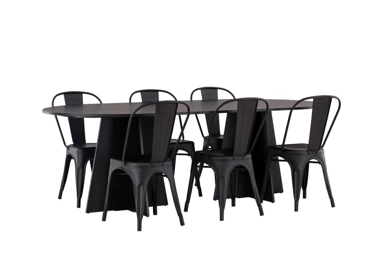 Bootcut Matbord 230x115 cm med 4 Tempe Stolar - Svart - Möbler - Matplats - Matbord & köksbord