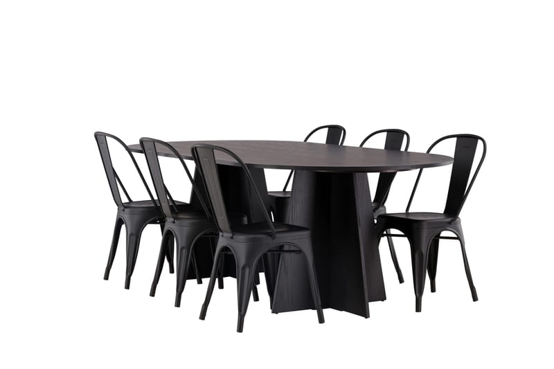 Bootcut Matbord 230x115 cm med 4 Tempe Stolar - Svart - Möbler - Matplats - Matbord & köksbord