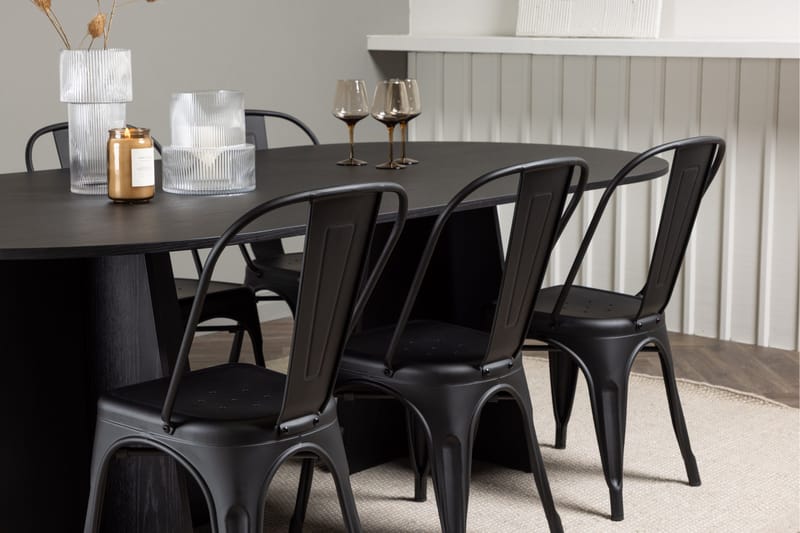 Bootcut Matbord 230x115 cm med 4 Tempe Stolar - Svart - Möbler - Matplats - Matbord & köksbord