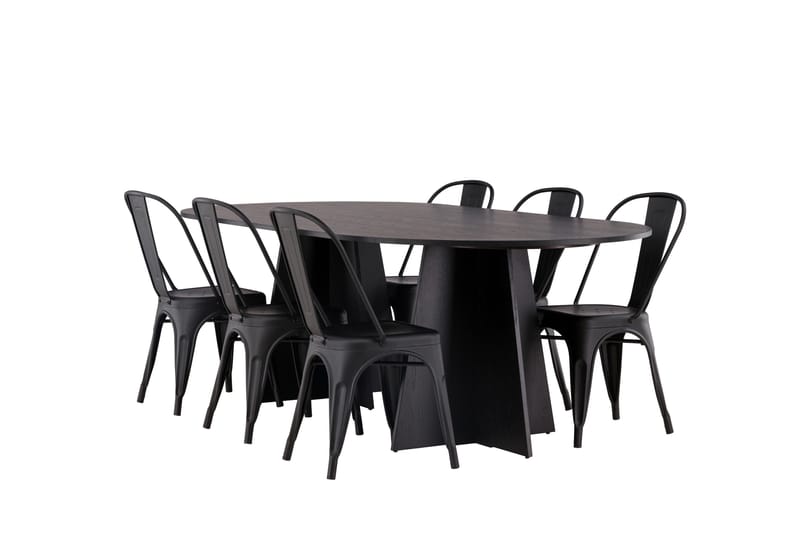 Bootcut Matbord 230x115 cm med 4 Tempe Stolar - Svart - Möbler - Matplats - Matbord & köksbord