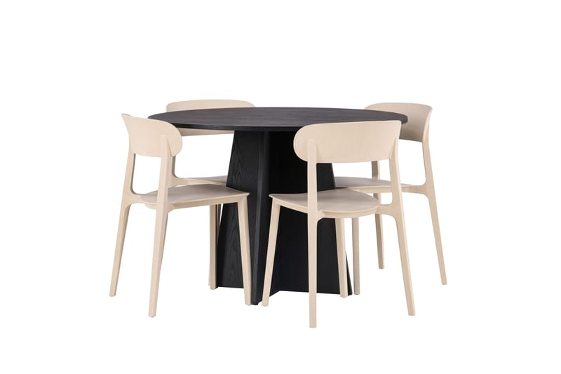 Bootcut Matgrupp 110 cm Rund med 4 Åstol stolar - Beige - Möbler - Matplats - Matgrupp & matbord med stolar