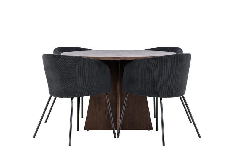 Bootcut Matgrupp 110 cm Rund med 4 Berit stolar - Mocca/Svart - Möbler - Matplats - Matgrupp & matbord med stolar