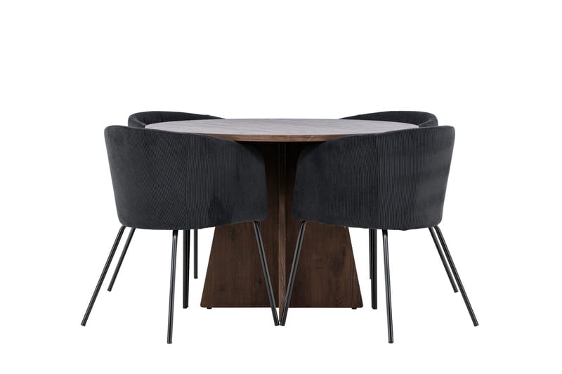 Bootcut Matgrupp 110 cm Rund med 4 Berit stolar - Mocca/Svart - Möbler - Matplats - Matgrupp & matbord med stolar