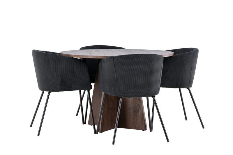 Bootcut Matgrupp 110 cm Rund med 4 Berit stolar - Mocca/Svart - Möbler - Matplats - Matgrupp & matbord med stolar