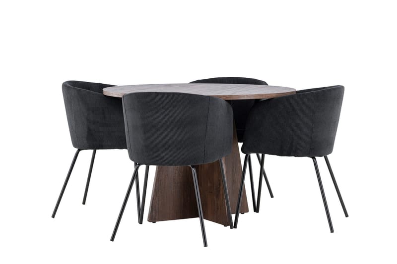 Bootcut Matgrupp 110 cm Rund med 4 Berit stolar - Mocca/Svart - Möbler - Matplats - Matgrupp & matbord med stolar