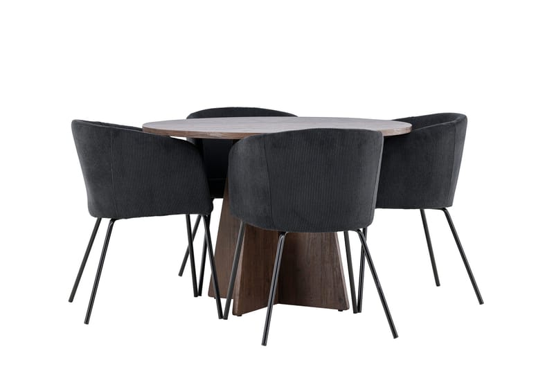Bootcut Matgrupp 110 cm Rund med 4 Berit stolar - Mocca/Svart - Möbler - Matplats - Matgrupp & matbord med stolar