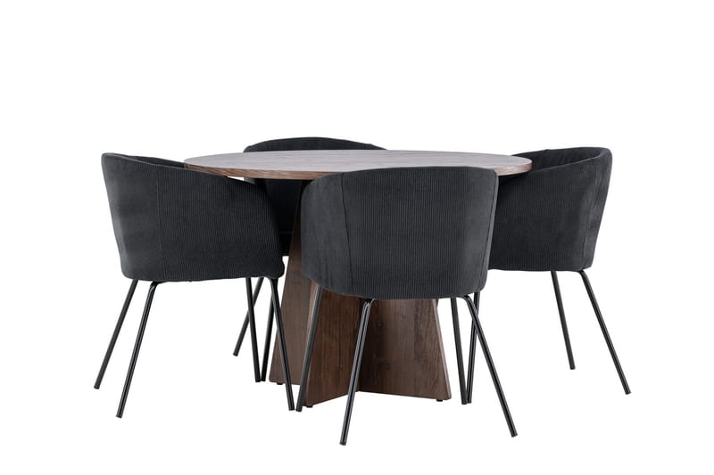 Bootcut Matgrupp 110 cm Rund med 4 Berit stolar - Mocca/Svart - Möbler - Matplats - Matgrupp & matbord med stolar