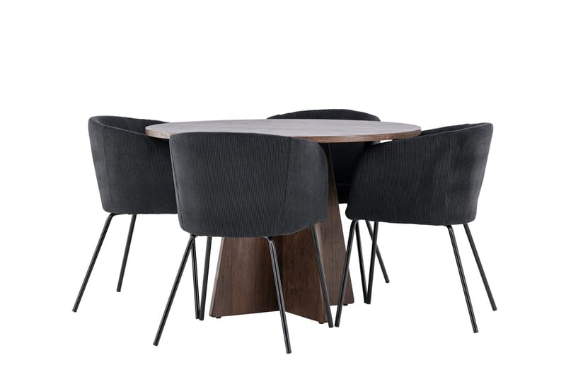 Bootcut Matgrupp 110 cm Rund med 4 Berit stolar - Mocca/Svart - Möbler - Matplats - Matgrupp & matbord med stolar