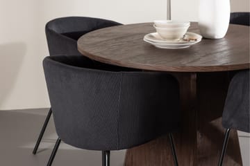 Bootcut Matgrupp 110 cm Rund med 4 Berit stolar - Mocca/Svart - Möbler - Matplats - Matgrupp & matbord med stolar