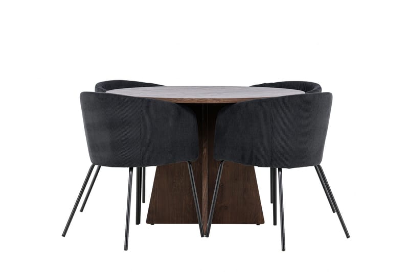 Bootcut Matgrupp 110 cm Rund med 4 Berit stolar - Mocca/Svart - Möbler - Matplats - Matgrupp & matbord med stolar