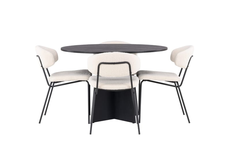 Bootcut Matgrupp 110 cm Rund med 4 Chico Stolar - Svart - Möbler - Matplats - Matgrupp & matbord med stolar