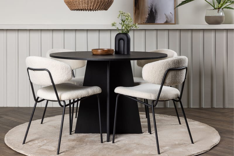 Bootcut Matgrupp 110 cm Rund med 4 Chico Stolar - Svart - Möbler - Matplats - Matgrupp & matbord med stolar