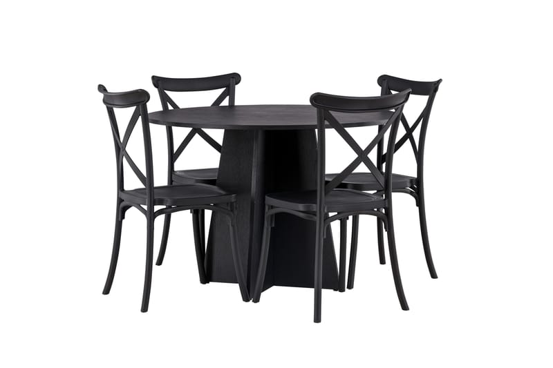 Bootcut Matgrupp 110 cm Rund med 4 Crosett stolar - Svart - Möbler - Matplats - Matgrupp & matbord med stolar