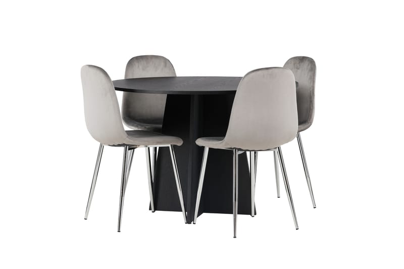 Bootcut Matgrupp 110 cm Rund med 4 Eva stolar - Svart - Möbler - Matplats - Matgrupp & matbord med stolar