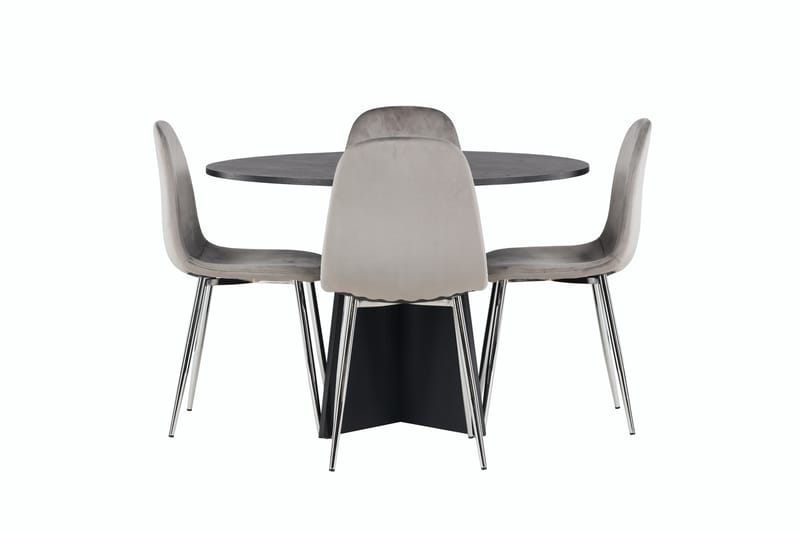 Bootcut Matgrupp 110 cm Rund med 4 Eva stolar, Svart