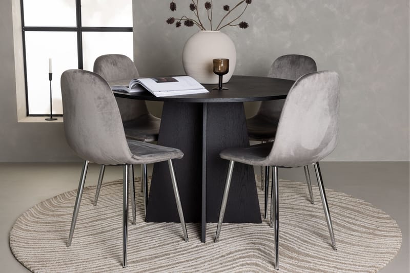 Bootcut Matgrupp 110 cm Rund med 4 Eva stolar - Svart - Möbler - Matplats - Matgrupp & matbord med stolar