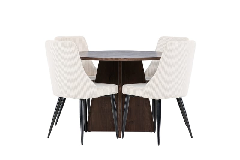 Bootcut Matgrupp 110 cm Rund med 4 Leone stolar - Mocca/Beige - Möbler - Matplats - Matgrupp & matbord med stolar