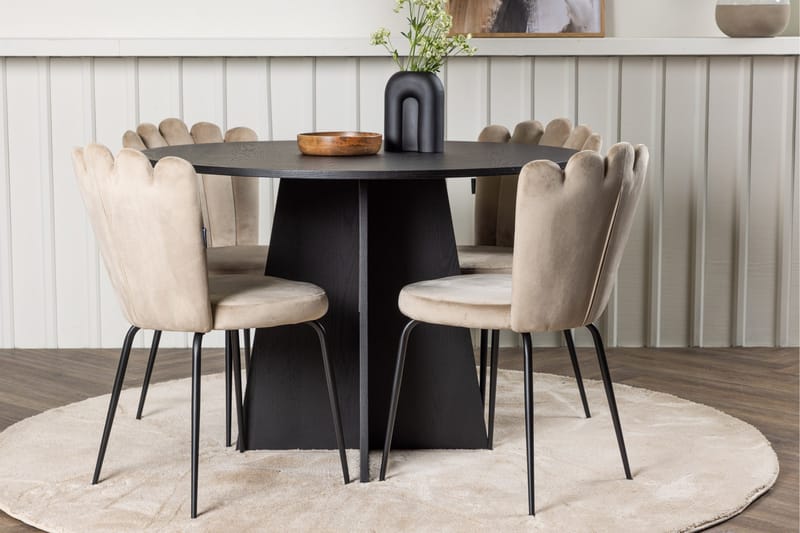 Bootcut Matgrupp 110 cm Rund med 4 Limhamn stolar - Beige - Möbler - Matplats - Matgrupp & matbord med stolar