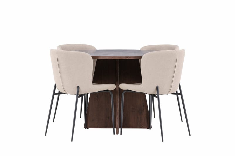 Bootcut Matgrupp 110 cm Rund med 4 Modesto stolar - Mocca/Beige - Möbler - Matplats - Matgrupp & matbord med stolar