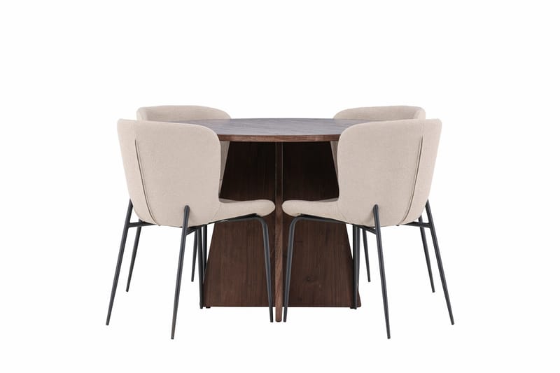 Bootcut Matgrupp 110 cm Rund med 4 Modesto stolar - Mocca/Beige - Möbler - Matplats - Matgrupp & matbord med stolar