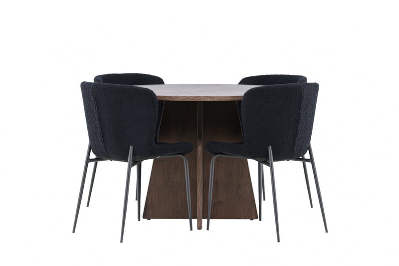 Bootcut Matgrupp 110 cm Rund med 4 Modesto stolar - Mocca/Svart - Möbler - Matplats - Matgrupp & matbord med stolar