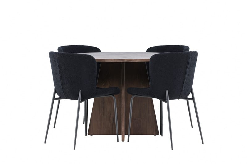 Bootcut Matgrupp 110 cm Rund med 4 Modesto stolar - Mocca/Svart - Möbler - Matplats - Matgrupp & matbord med stolar