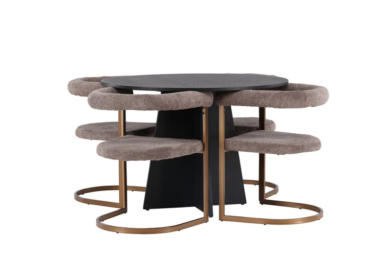 Bootcut Matgrupp 110 cm Rund med 4 Morning stolar - Svart - Möbler - Matplats - Matgrupp & matbord med stolar