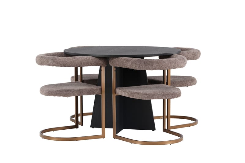 Bootcut Matgrupp 110 cm Rund med 4 Morning stolar - Svart - Möbler - Matplats - Matgrupp & matbord med stolar