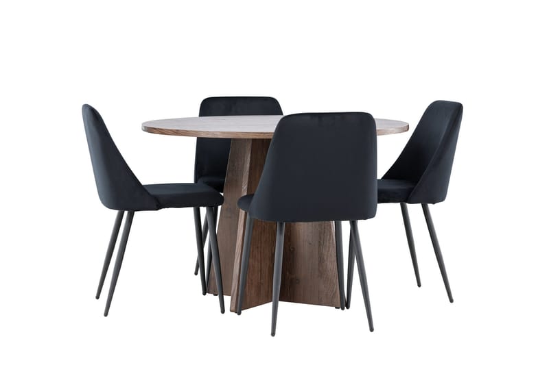 Bootcut Matgrupp 110 cm Rund med 4 Night stolar - Mocca/Svart - Möbler - Matplats - Matgrupp & matbord med stolar