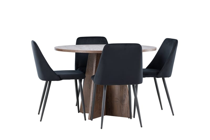 Bootcut Matgrupp 110 cm Rund med 4 Night stolar - Mocca/Svart - Möbler - Matplats - Matgrupp & matbord med stolar