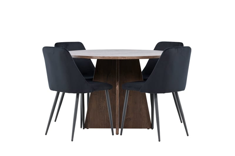 Bootcut Matgrupp 110 cm Rund med 4 Night stolar - Mocca/Svart - Möbler - Matplats - Matgrupp & matbord med stolar