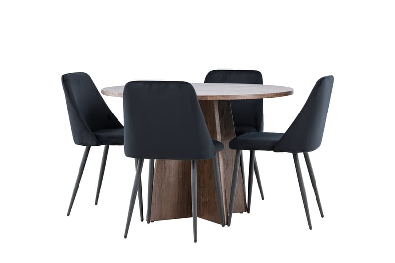 Bootcut Matgrupp 110 cm Rund med 4 Night stolar - Mocca/Svart - Möbler - Matplats - Matgrupp & matbord med stolar