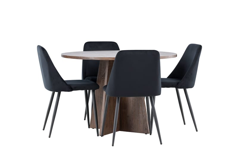 Bootcut Matgrupp 110 cm Rund med 4 Night stolar - Mocca/Svart - Möbler - Matplats - Matgrupp & matbord med stolar