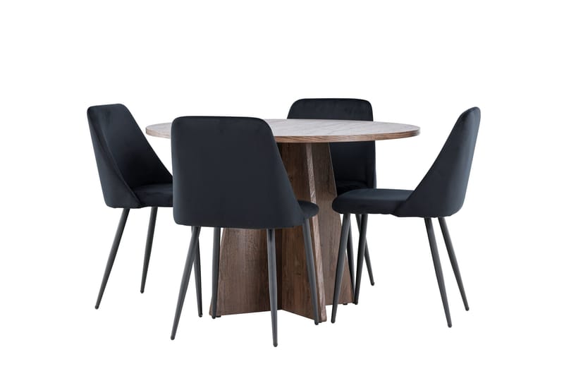 Bootcut Matgrupp 110 cm Rund med 4 Night stolar - Mocca/Svart - Möbler - Matplats - Matgrupp & matbord med stolar
