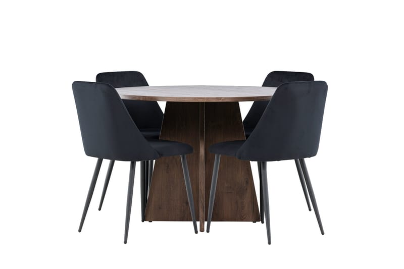 Bootcut Matgrupp 110 cm Rund med 4 Night stolar - Mocca/Svart - Möbler - Matplats - Matgrupp & matbord med stolar