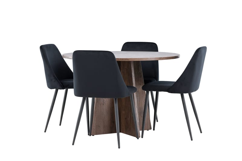 Bootcut Matgrupp 110 cm Rund med 4 Night stolar - Mocca/Svart - Möbler - Matplats - Matgrupp & matbord med stolar