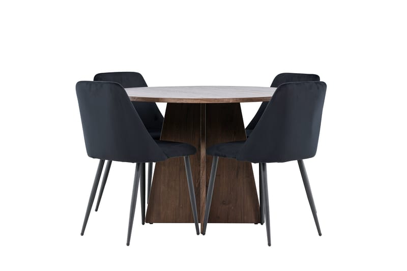 Bootcut Matgrupp 110 cm Rund med 4 Night stolar - Mocca/Svart - Möbler - Matplats - Matgrupp & matbord med stolar