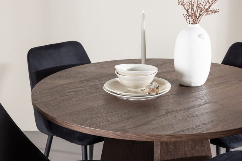 Bootcut Matgrupp 110 cm Rund med 4 Night stolar - Mocca/Svart - Möbler - Matplats - Matgrupp & matbord med stolar