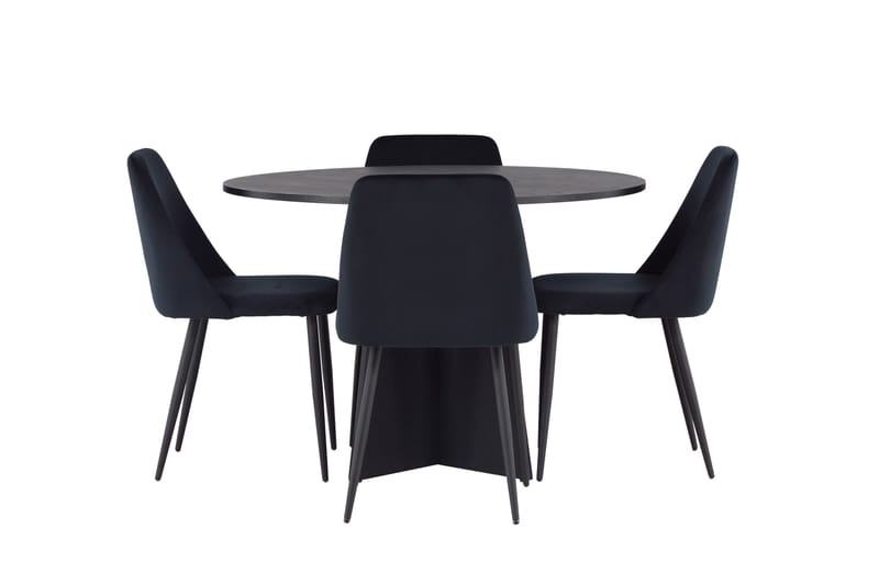 Bootcut Matgrupp 110 cm Rund med 4 Night stolar, Svart