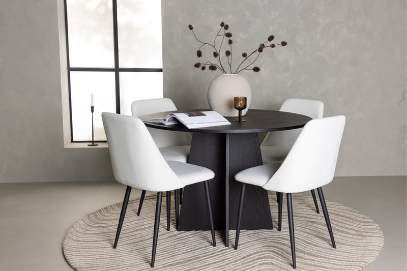 Bootcut Matgrupp 110 cm Rund med 4 Night stolar - Svart - Möbler - Matplats - Matgrupp & matbord med stolar