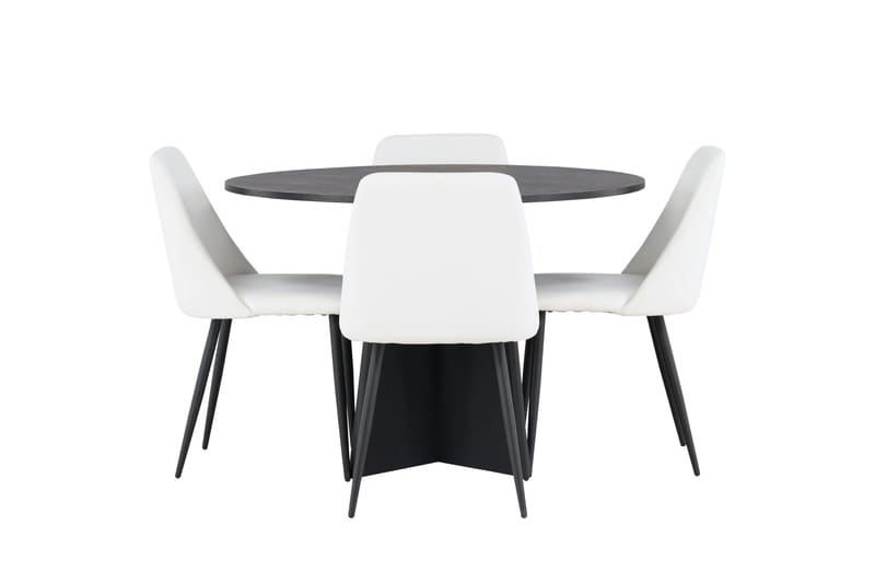 Bootcut Matgrupp 110 cm Rund med 4 Night stolar, Svart