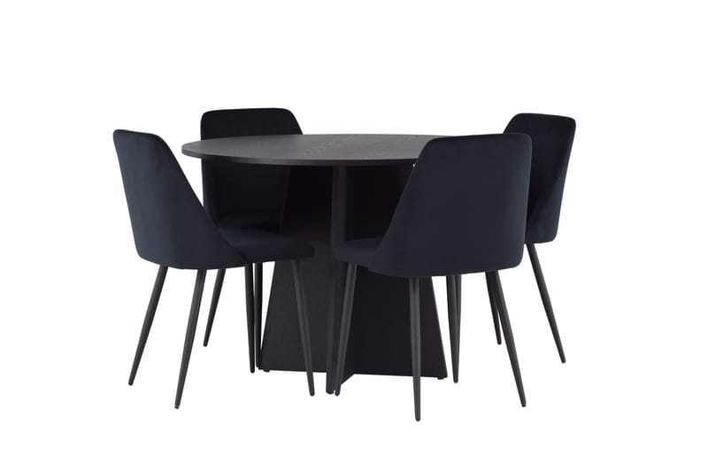 Bootcut Matgrupp 110 cm Rund med 4 Night stolar - Svart - Möbler - Matplats - Matgrupp & matbord med stolar