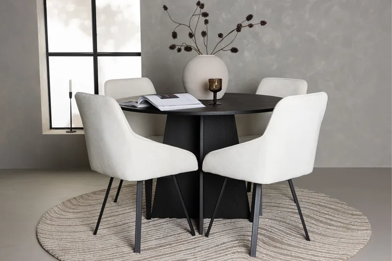 Bootcut Matgrupp 110 cm Rund med 4 Rosie stolar - Beige - Möbler - Matplats - Matgrupp & matbord med stolar