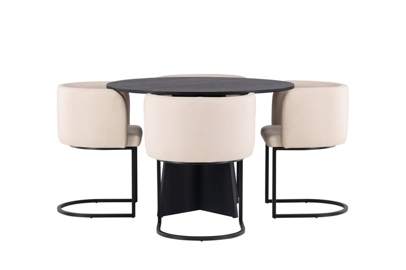 Bootcut Matgrupp 110 cm Rund med 4 Simrishman stolar - Beige - Möbler - Matplats - Matgrupp & matbord med stolar